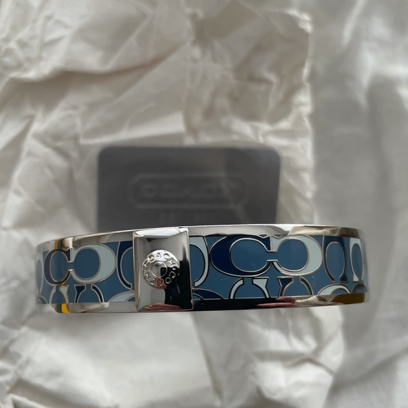 Coach logo bangle in silver